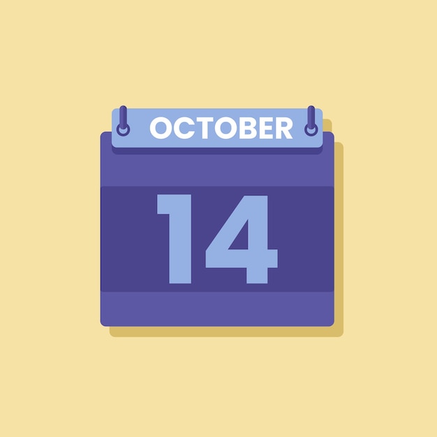 Ícono de la fecha del mes del calendario vector plano de octubre