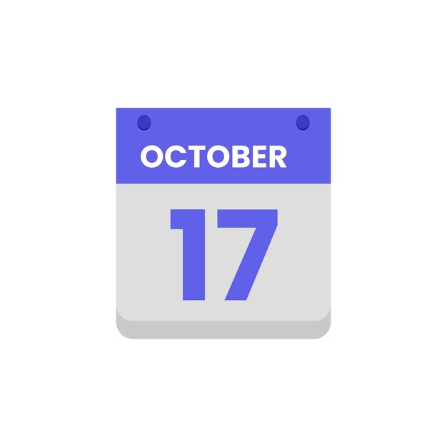 Ícono de la fecha del mes del calendario vector plano de octubre