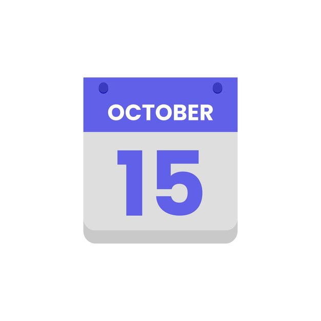Ícono de la fecha del mes del calendario vector plano de octubre