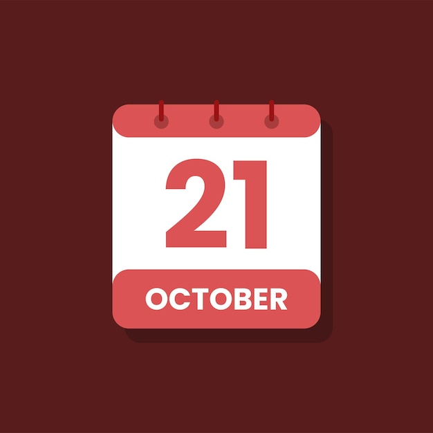 Ícono de la fecha del mes del calendario vector plano de octubre