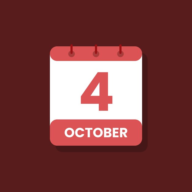 Ícono de la fecha del mes del calendario vector plano de octubre