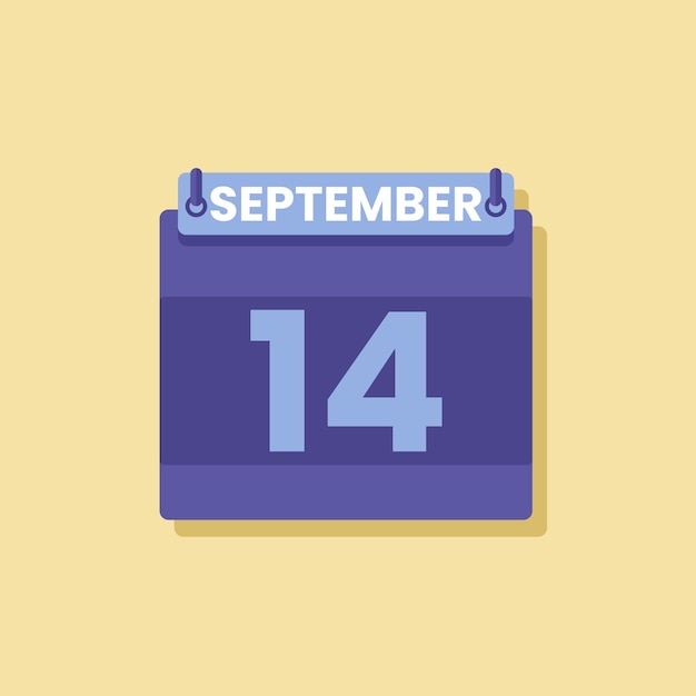 Ícono de la fecha del mes del calendario vector de septiembre plano