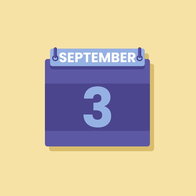 Ícono de la fecha del mes del calendario vector de septiembre plano