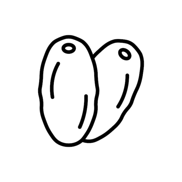 Ícono de la fecha El símbolo vectorial de la palmera de la fecha en un estilo de relleno y contorneado negro Signo de la fecha saudí dulce