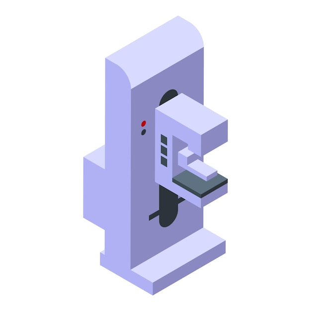Icono femenino de la máquina de mamografía Icono isométrico del vector femenino de la máquina de mamografía para diseño web aislado sobre fondo blanco