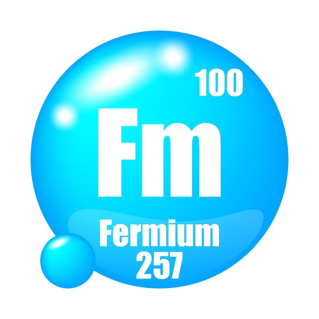 Icono de fermio Fm elemento químico Número atómico 100 Masa 257