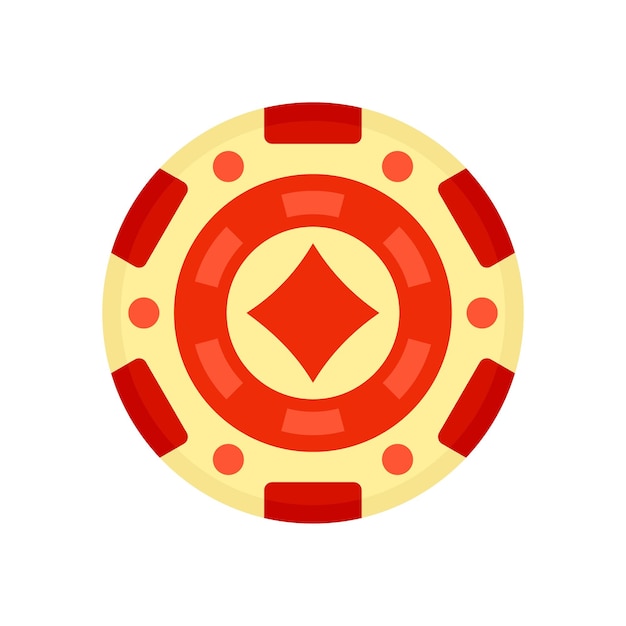 Icono de fichas de casino rojo ilustración plana del icono vectorial de fichas del casino rojo para el diseño web