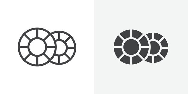 Ícono de fichas de casino Signo vectorial de contorno