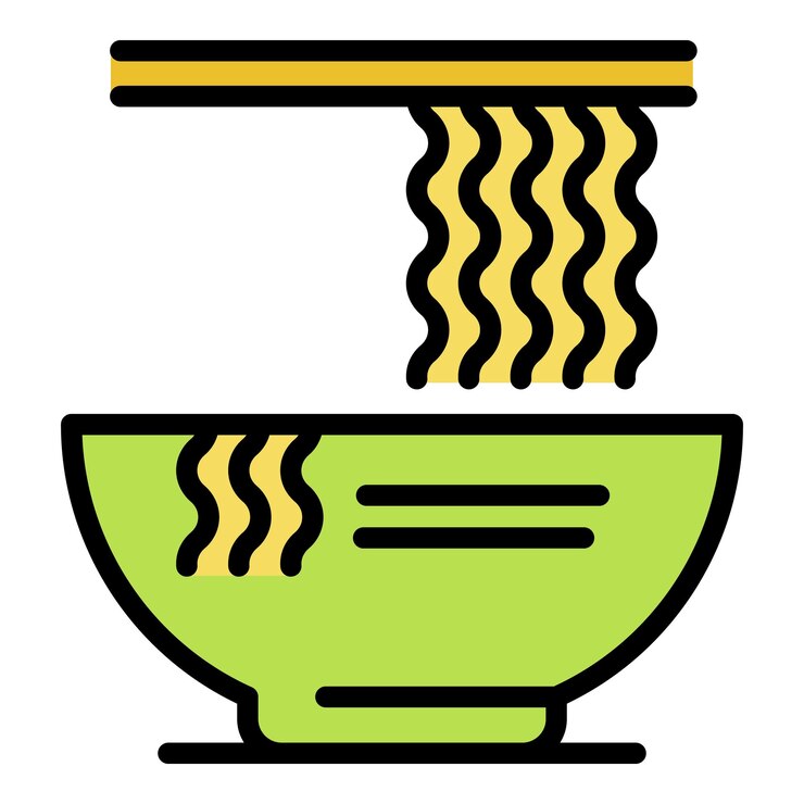 Vector el icono de los fideos ramen el contorno del icono vectorial de los noodles ramen el color es plano y aislado