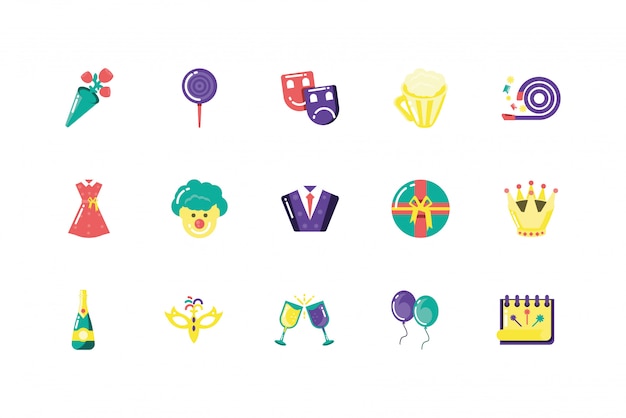 Icono de fiesta aislado set diseño vectorial