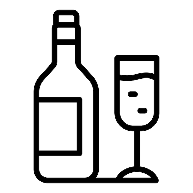 Icono de fiesta de bebida de botella Icono de vector de fiesta de bebida de botella de esquema para diseño web aislado sobre fondo blanco