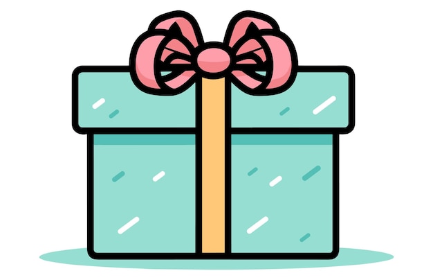 Icono de fiesta de diseño plano de regalo paquete sorpresa envuelto para Navidad o fiesta de cumpleaños