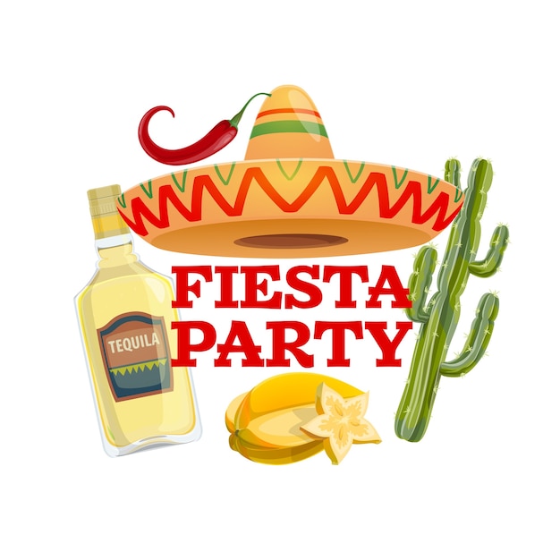 Vector icono de fiesta fiesta con sombrero sombrero mexicano tradicional