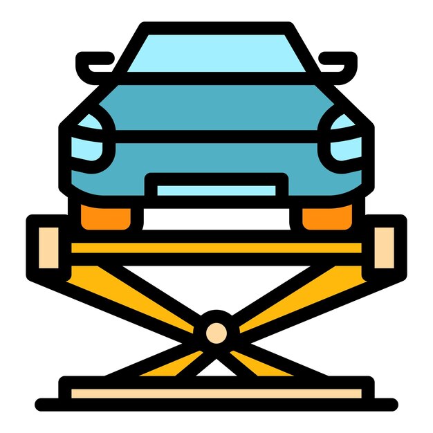 Icono fijo del ascensor de automóviles Contorno del ascensor del automóvil icono vectorial fijo color plano aislado