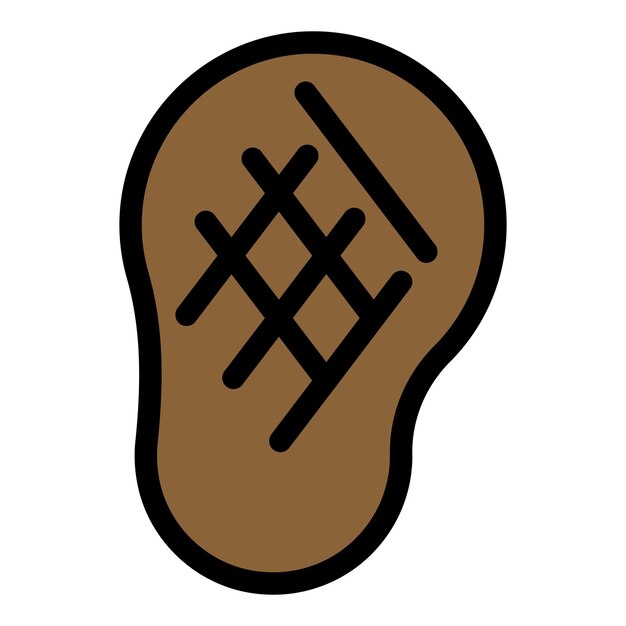 El icono del filete bbq es un icono vectorial del filete BBQ de contorno de color plano aislado