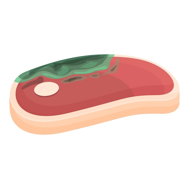 Icono de filete contaminado vector de dibujos animados Virus carne Alimentos bacterias