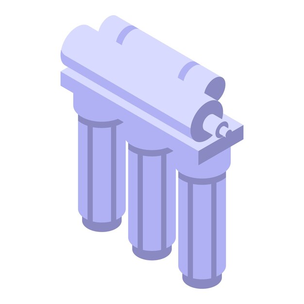 Icono de filtro de plástico vector isométrico Sistema de agua Equipo para el hogar