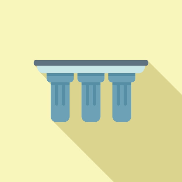 Icono de filtro triple vector plano Purificación de agua Líquido del contenedor