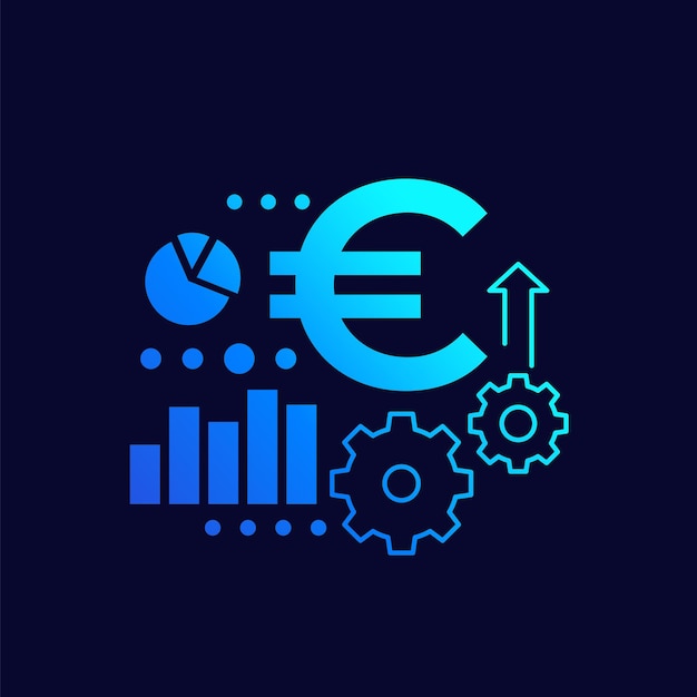 Icono financiero con ilustración de vector de euro