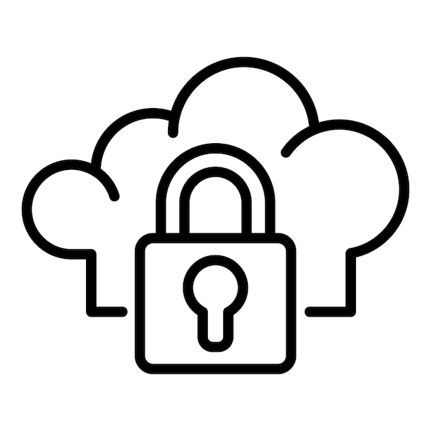Icono de firewall de datos en la nube Contorno de icono de vector de firewall de datos en la nube para diseño web aislado en fondo blanco