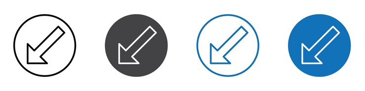 Vector el icono de la flecha hacia abajo a la izquierda es plano y se puede editar.
