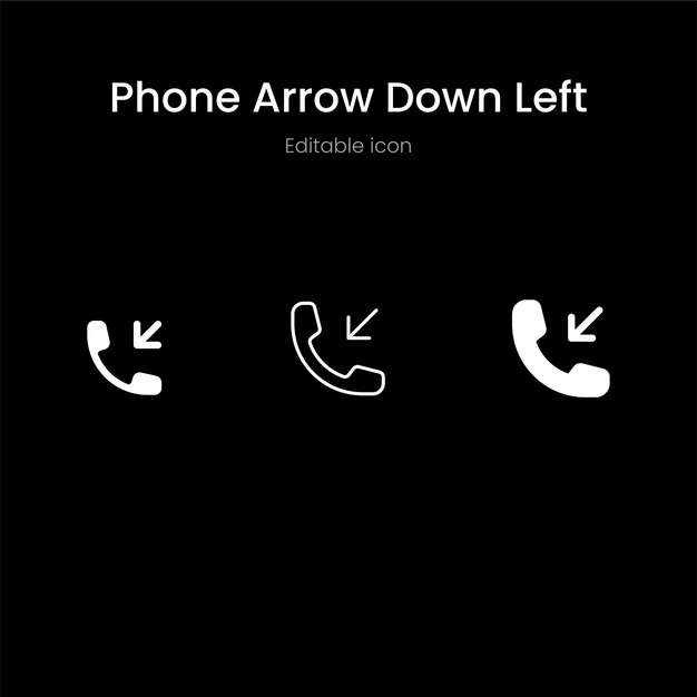 Icono de la flecha hacia abajo de la izquierda del teléfono