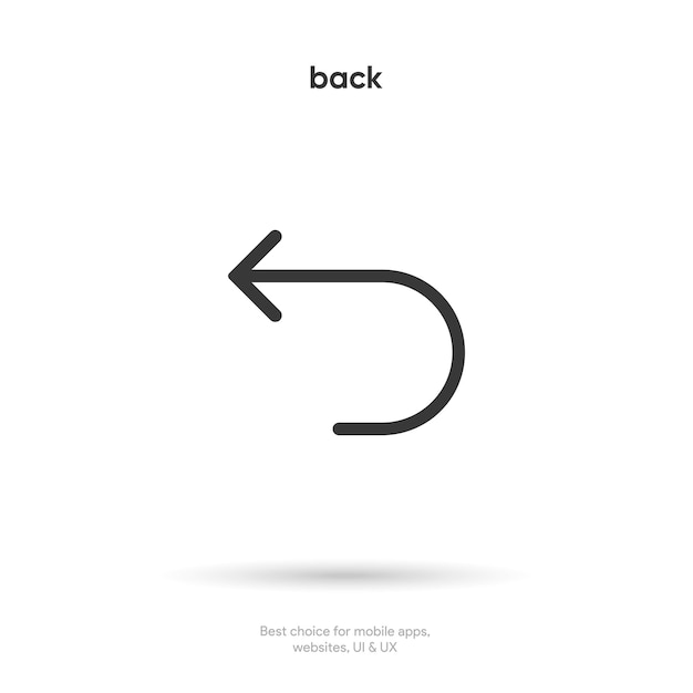 Icono de flecha hacia atrás Símbolo de dirección anterior Icono de la flecha Símbol de la izquierda Símbol del arco de retorno Icono Re