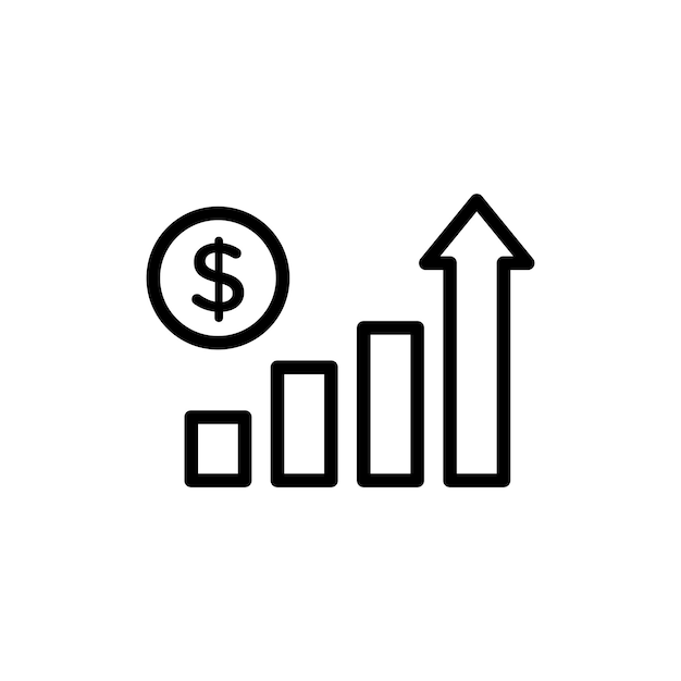El icono de la flecha de chat crece, el conjunto aumenta el símbolo del vector de ganancias comerciales, el signo del gráfico de ventas altas.