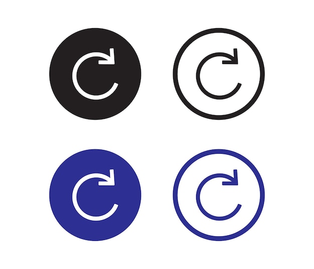 Icono de flecha circular en diferentes colores y estilos