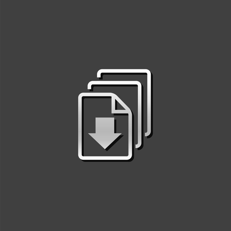 Vector icono de flecha de descarga múltiple en estilo de color gris metálico recuperación de datos de archivo