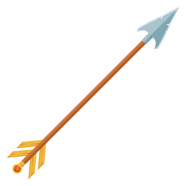 Icono de flecha de dibujos animados arma medieval de tiro con arco antiguo