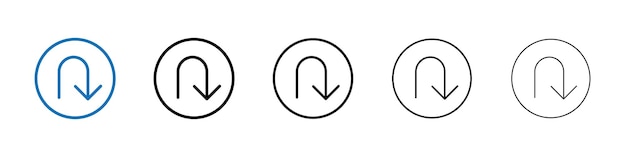 icono de flecha de giro u Logotipo vectorial de esquema para la aplicación web