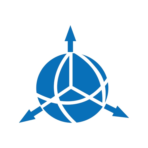 icono de flecha del globo y diseño del logotipo de la tecnología web