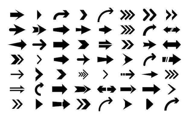Icono de flecha Gran conjunto de flechas planas vectoriales Colección de flechas conceptuales para la interfaz de aplicaciones móviles de diseño web y más