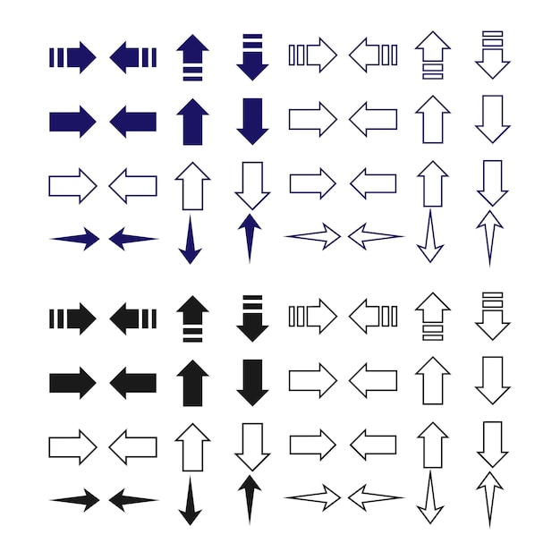 Icono de flecha gran conjunto de flechas planas