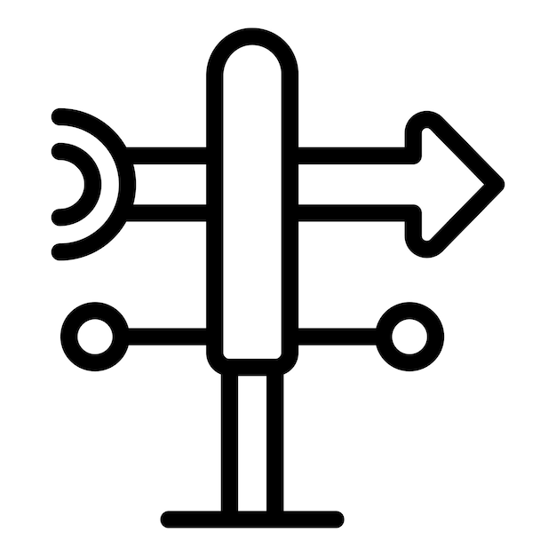 Icono de flecha del indicador de viento Vector de contorno Dispositivo de hilado