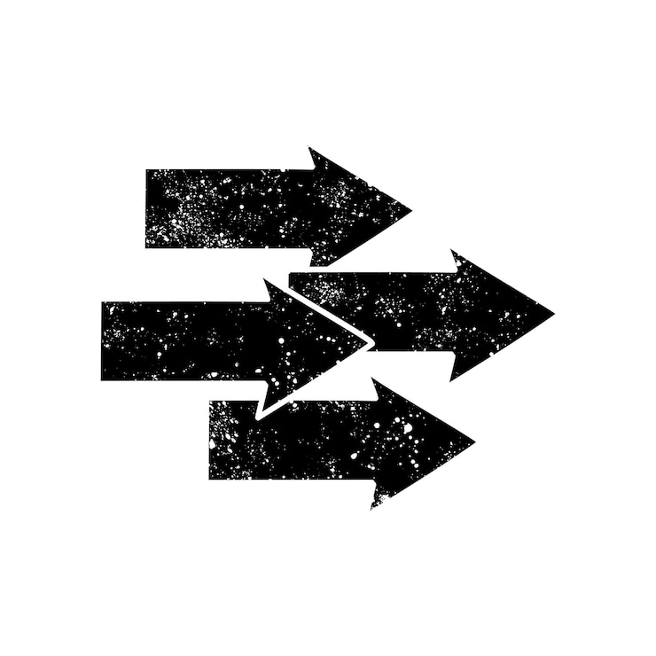 Vector icono de flecha negra dibujado a mano en aspecto grunge