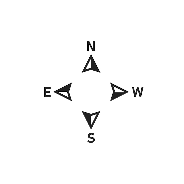 Icono de flecha norte símbolo de compas señal de dirección del mapa norte sur oeste este logo en vector plano