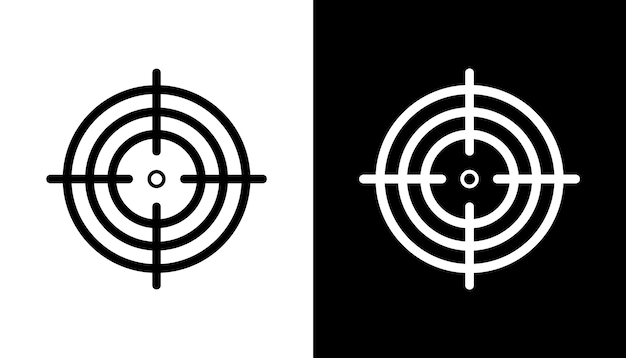 El icono de la flecha del objetivo de enfoque de rendimiento El objetivo del objetivo del centro de enfoque de la pistola de visión