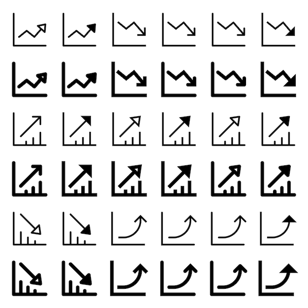 Icono de flecha relacionado con el gráfico y el gráfico