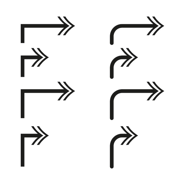 Ícono de flecha Símbolo del puntero de dirección Ilustración de la ruta de navegación Signo de guía vectorial