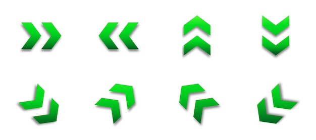Icono de flecha verde con sombras Ilustración de vector plano