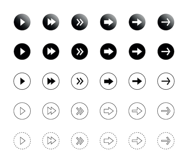 Vector el icono de las flechas del botón se establece aislado sobre un fondo blanco