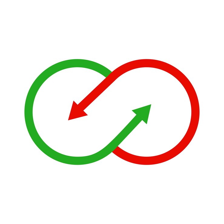 Vector icono con flechas rojas y verdes recargar. ilustración vectorial