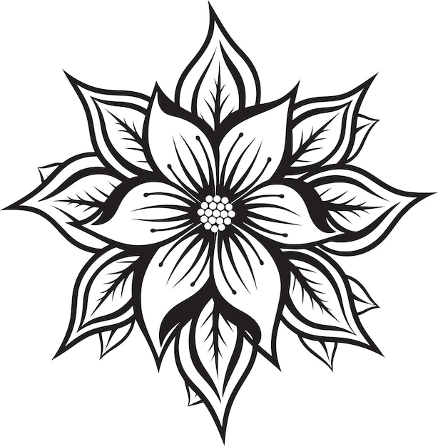 Icono de flor elegante gráfico de logotipo negro vectorial de flor etérea símbolo monocromático