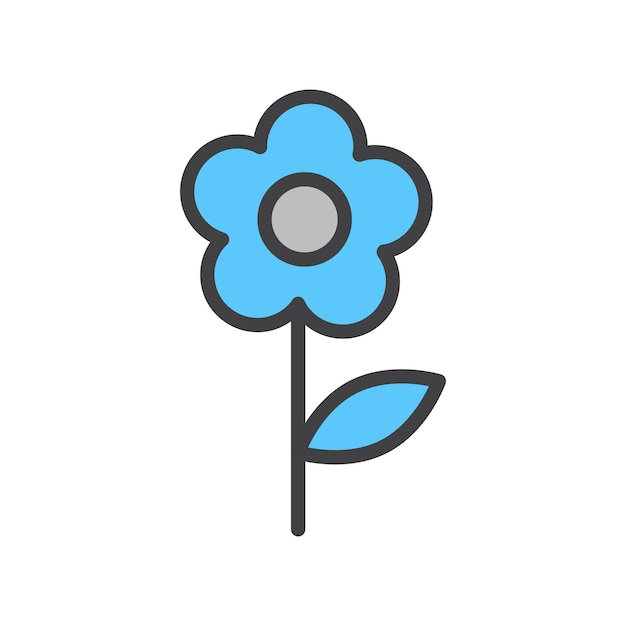 El icono de la flor establece el símbolo vectorial de la primavera del pétalo de la flor en un estilo lleno y delineado en negro.
