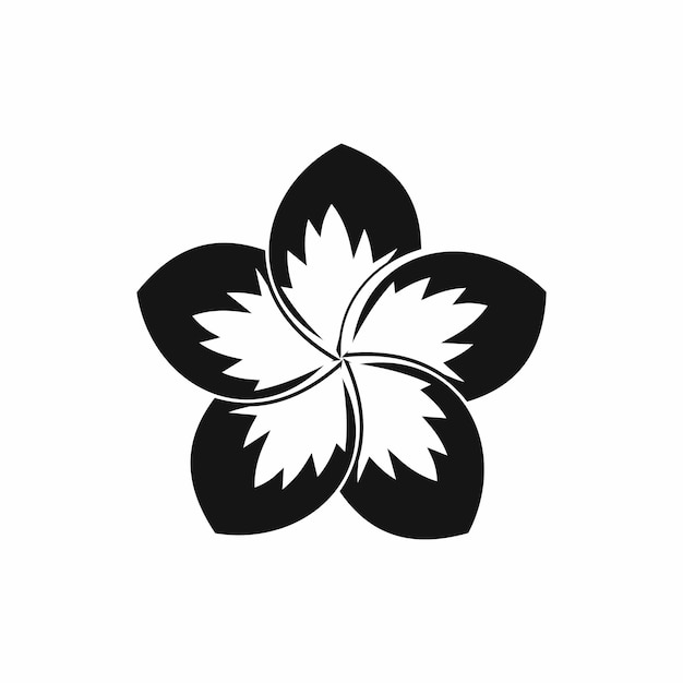 Icono de flor de frangipani en ilustración de vector de estilo simple aislado