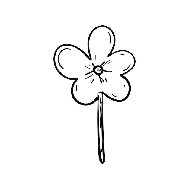 Icono de flor de handdrawn doodle. boceto negro dibujado a mano. símbolo de signo. elemento de decoración. fondo blanco. aislado. diseño plano. ilustración vectorial.