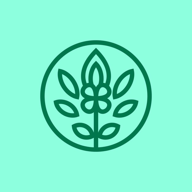 Icono de flor lineal abstracto en un círculo Icono de flor botánica geométrica como un patrón de adorno decorativo de logotipo de mascota Gráficos vectoriales