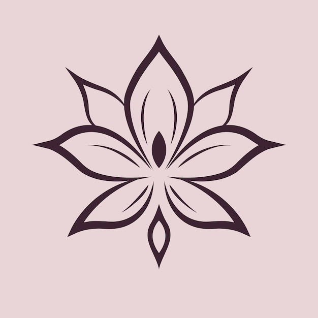 Vector icono de flor de loto abstracto, símbolo vectorial de pureza y serenidad en simplicidad artística